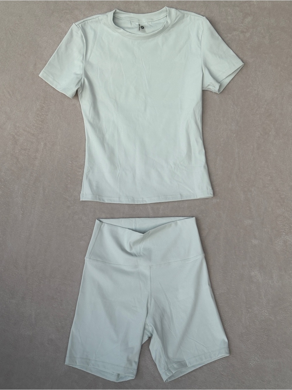 Light Blue Workout Set, Light Blue T-Shirt+Shorts Athletic Set, Pale Light Blue